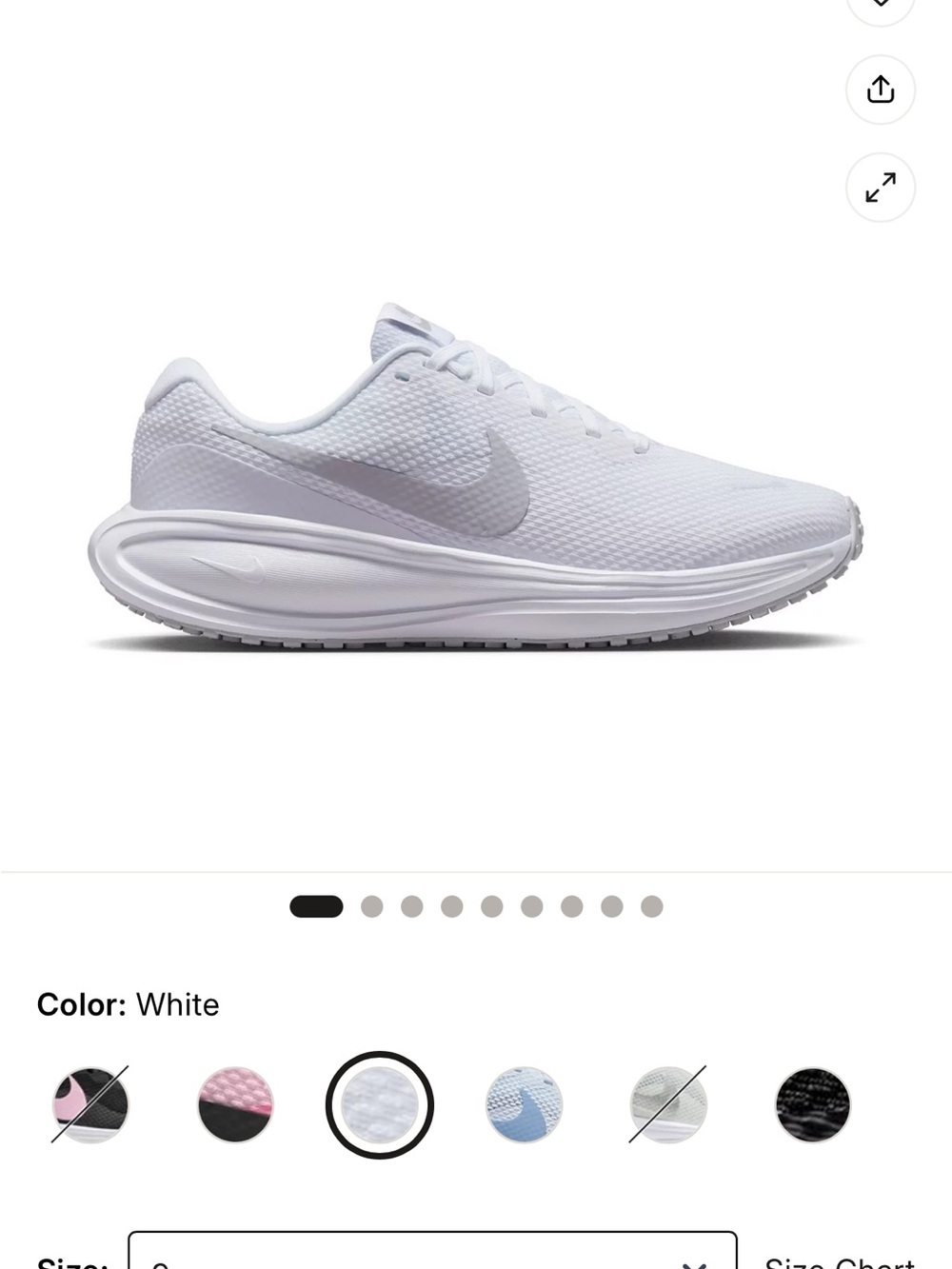 Nike Women’s White Mesh Running Shoes- size-9 *NWOB*